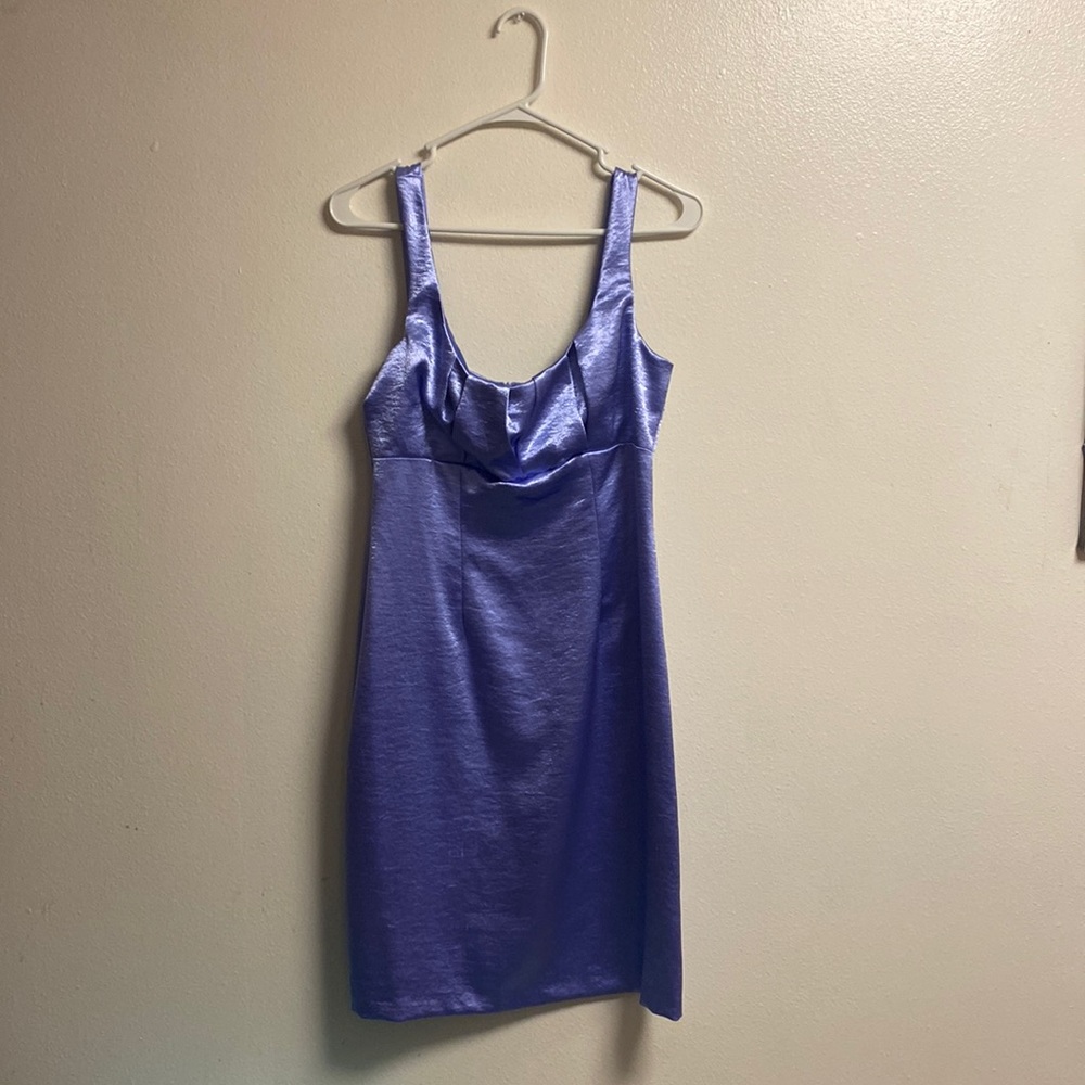 Connected Apparel Metallic Purple Cocktail Party Dress